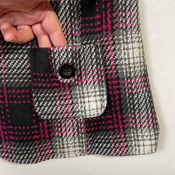Kim Rogers Plaid Blazer Pink Black Gray Classic Tailored Lined Size 12P - Picture 7 of 15
